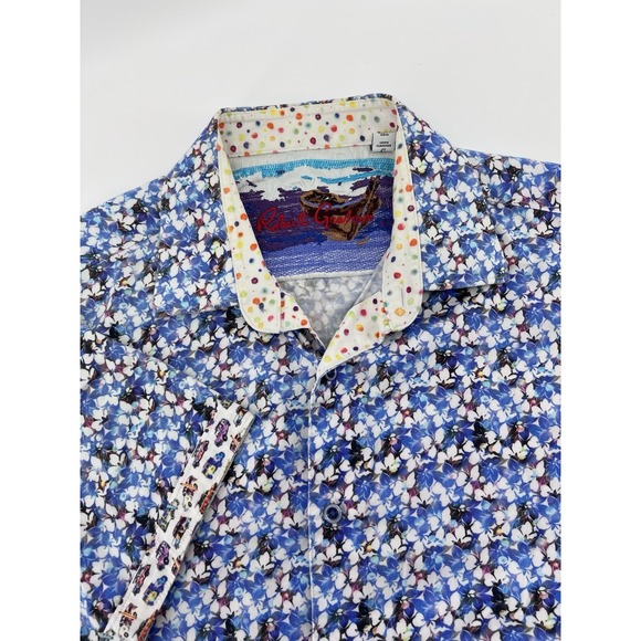 Robert Graham Other - Robert Graham Mens Shirt VW Bus Large Floral Print Blue Car Polka Dot Flip Cuff